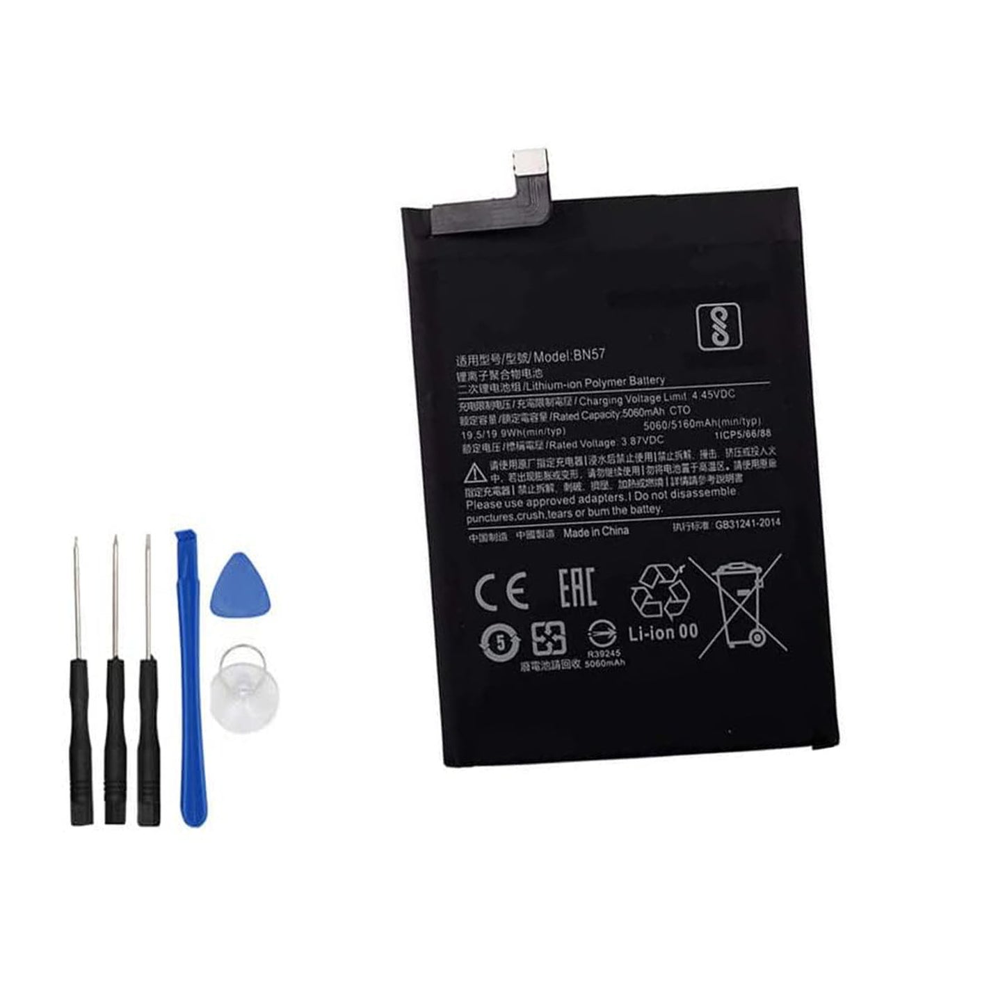 Replacement BN57 3.87V Battery Replace for Pocophone X3 Poco X3 Pro with Toolkit 5160mAh