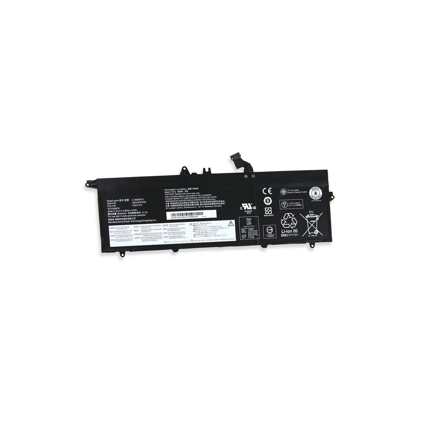 Replacement Battery L18M3PD1 L18M3PD2 Replace for Lenovo ThinkPad T490s T495s Series L18C3PD2 02DL013