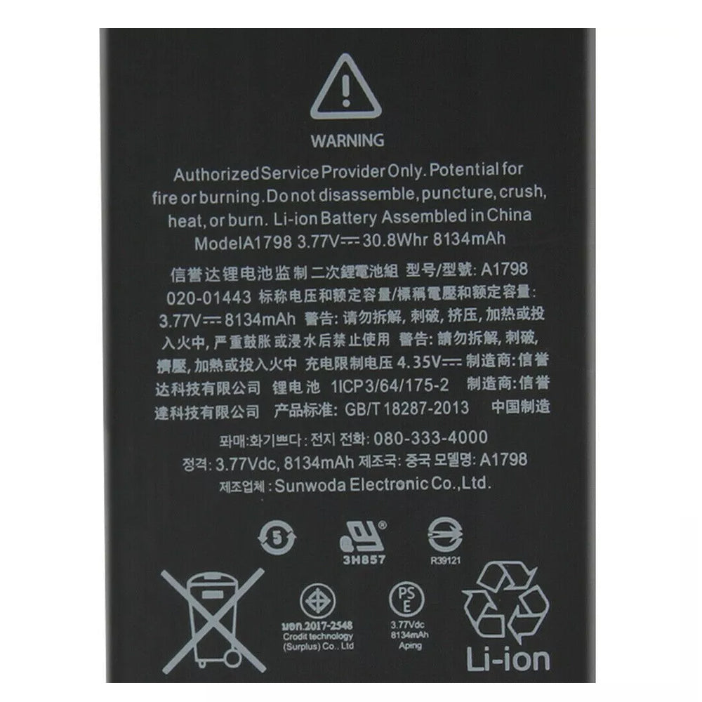 Replacement Battery A1798 for iPad Pro 10.5" 2017 / Air 3 3rd Gen. 8134mAh