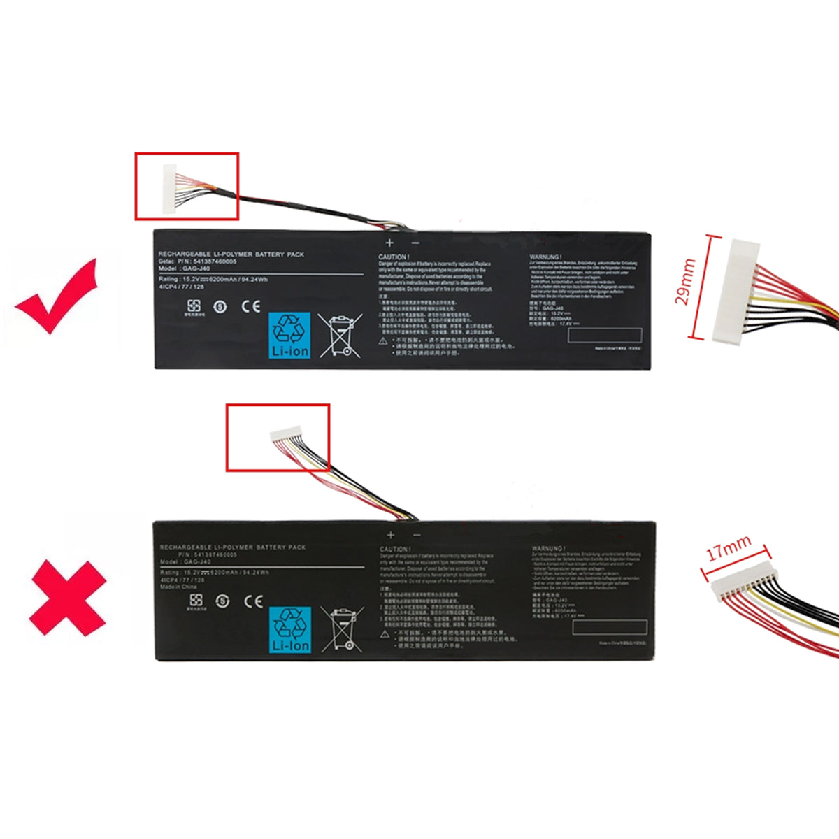 Replacement battery for Gigabyte Aero 14-P64WV6 15 14 V7 14-W-CF2 15x 15w GAG-J40