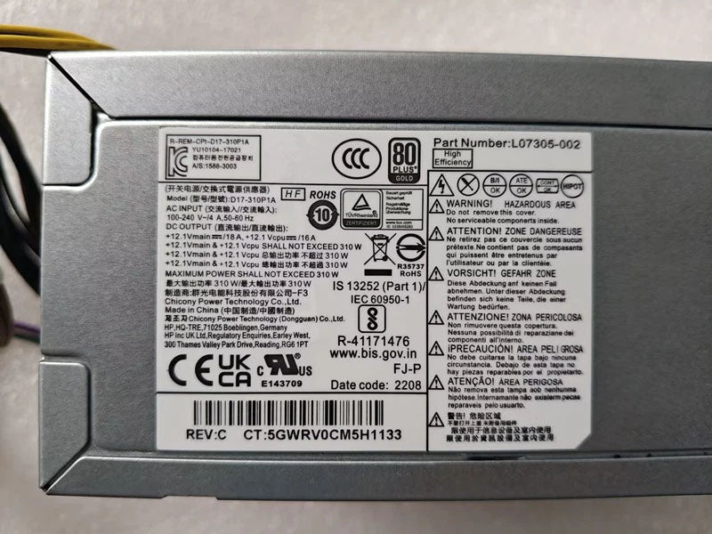 Power Supply DPS-310AB-1A PCG007 937516-004 For HP 280 288 G3 MT 310 PSU
