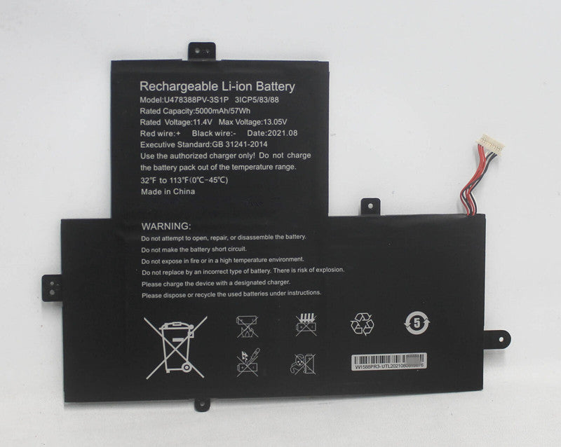 Replacement U478388PV-3S1P Battery Replace for Gateway Gwtn156-12Bl 11.4V 5000mAh