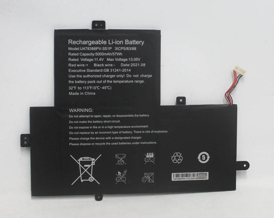 Replacement U478388PV-3S1P Battery Replace for Gateway Gwtn156-12Bl 11.4V 5000mAh